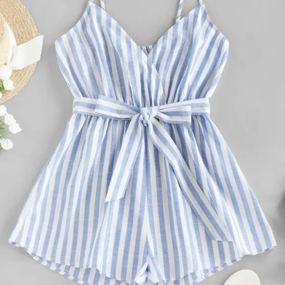 Striped Cami Wide Leg Romper